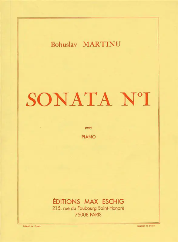 Kostenfreie Lieferung Edition Max Eschig MARTINU - SONATE N 1 - PIANO