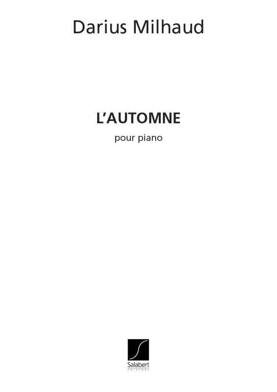 Direktkauf Salabert MILHAUD - AUTOMNE - PIANO