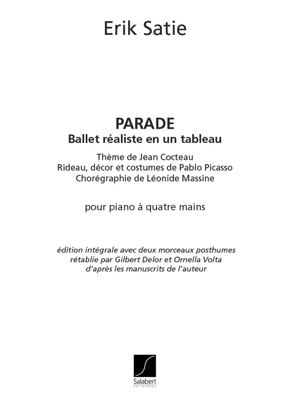 Finale Aktion Salabert SATIE - PARADE - PIANO 4 MAINS