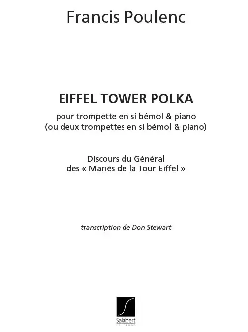 Jetzt Kaufen Salabert POULENC F. - EIFFEL TOWER POLKA - TROMPETTE ET PIANO
