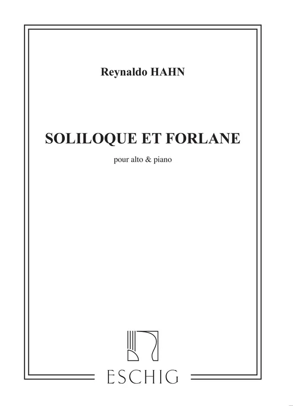 Top-Seller Edition Max Eschig HAHN - SOLILOQUE - ALTO ET PIANO