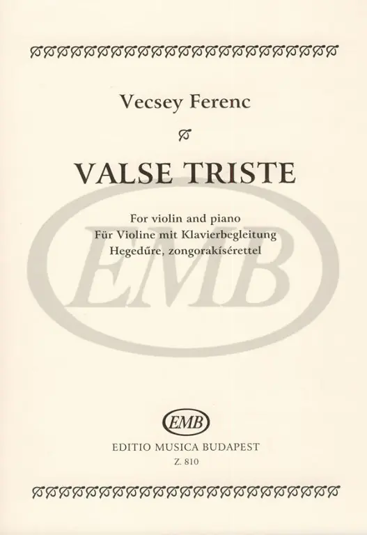 Billig EMB (Editio Musica Budapest) VECSEY F. - VALSE TRISTE - VIOLON ET PIANO