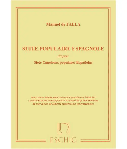 Edition Max Eschig DE FALLA M. - SUITE POPULAIRE ESPAGNOLE - VIOLONCELLE ET PIANO Bestpreis