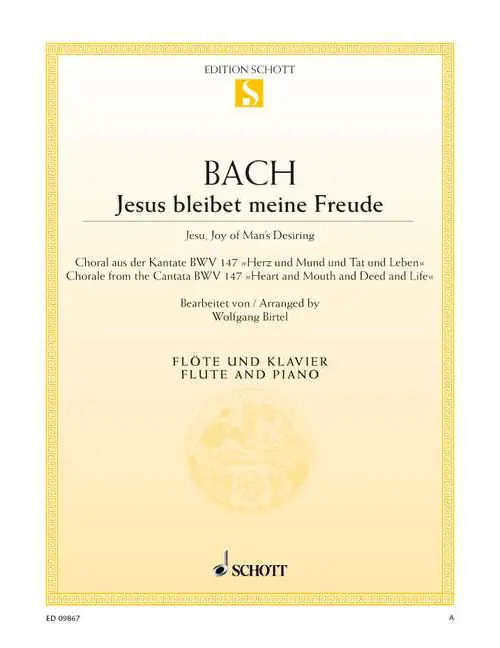 Schott BACH J.S. - JESU JOY OF MAN'S DESIRING BWV 147 - FLUTE AND PIANO Kracherpreis