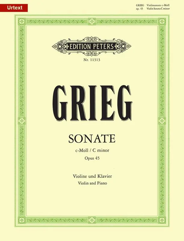 Edition Peters GRIEG EDVARD - SONATA NO.3 IN C MINOR OP.45 - VIOLIN AND PIANO Echt