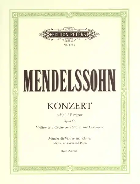 Abverkauf Edition Peters MENDELSSOHN FELIX - VIOLIN CONCERTO IN E MINOR OP.64 - VIOLIN AND PIANO