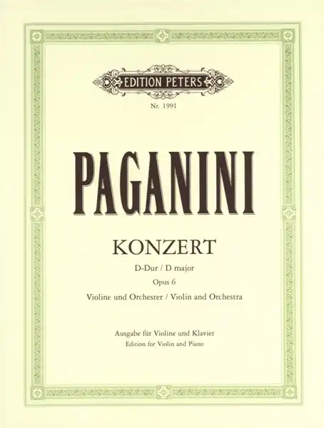Sonderaktion Edition Peters PAGANINI NICOLO - CONCERTO NO.1 IN D OP.6 - VIOLIN AND PIANO
