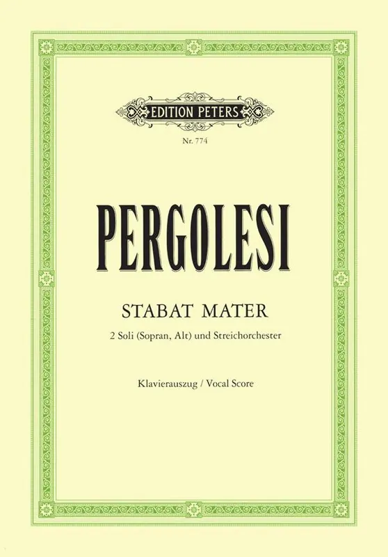 Edition Peters PERGOLESI GIOVANNI BATTISTA - STABAT MATER - MIXED CHOIR (PER 10 MINIMUM) Neuheit