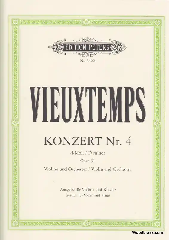 Kostenloser Versand Edition Peters VIEUXTEMPS HENRI - CONCERTO NO.4 IN D MINOR OP.31 - VIOLIN AND PIANO