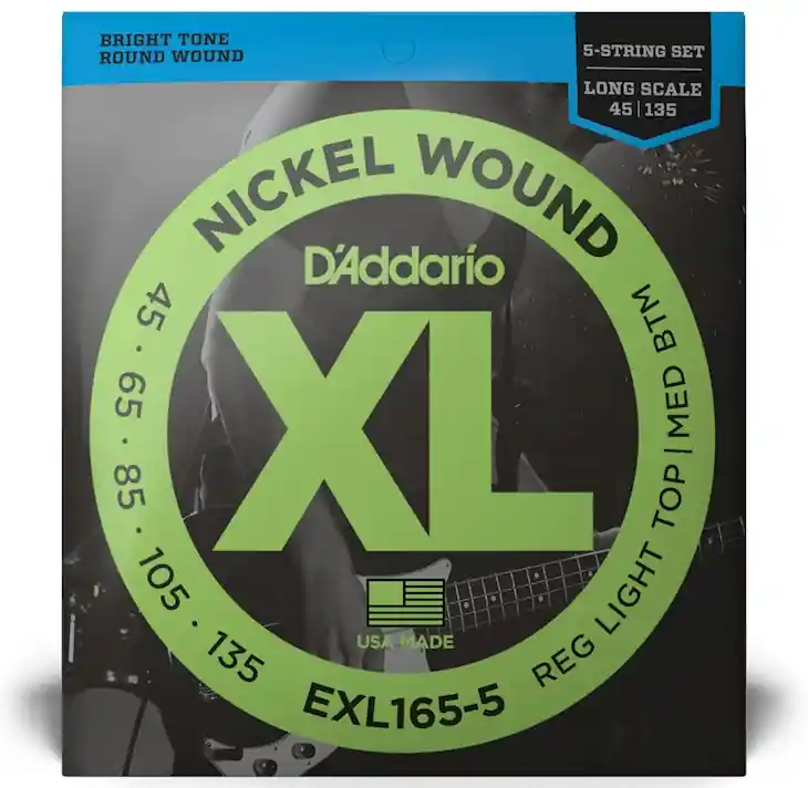 D'addario And Co EXL165-5 NICKEL WOUND LONG SCALE LIGHT 5C 45-135 Gratis Versand