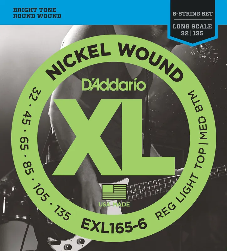 D'addario And Co EXL165-6 NICKEL WOUND LONG SCALE REGULAR LIGHT TOP 32-135 Direkt Vom Hersteller