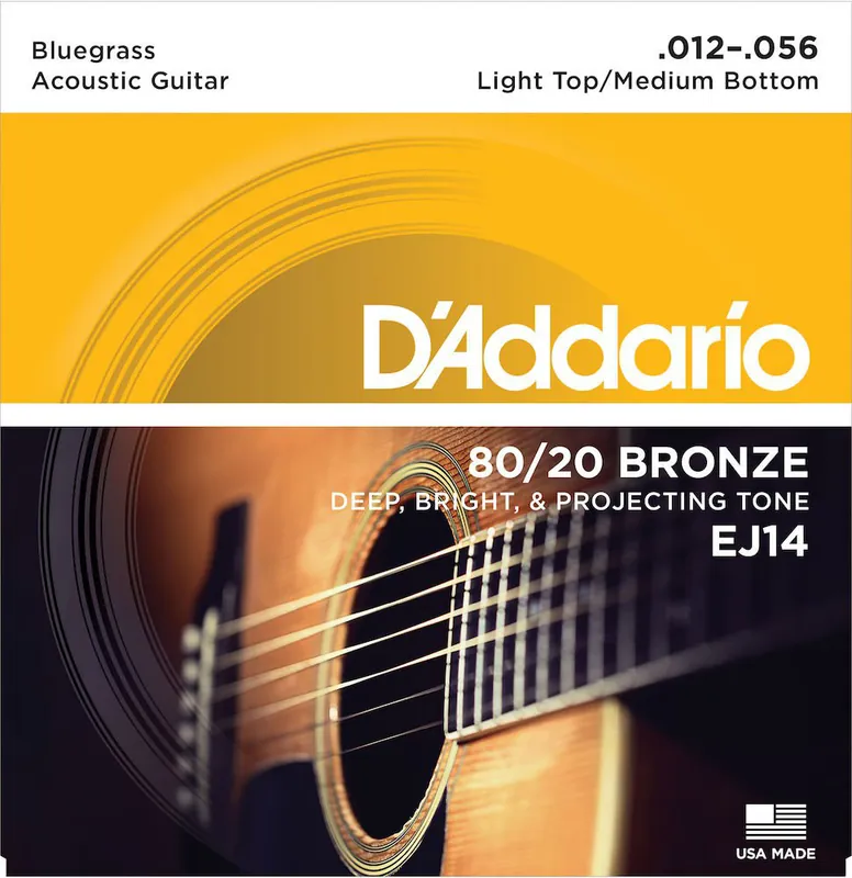 D'addario And Co EJ14 80/20 BRONZE ACOUSTIC GUITAR STRINGS LIGHT TOP/MEDIUM BOTTOM/BLUEGRASS 12-56 Top-Seller