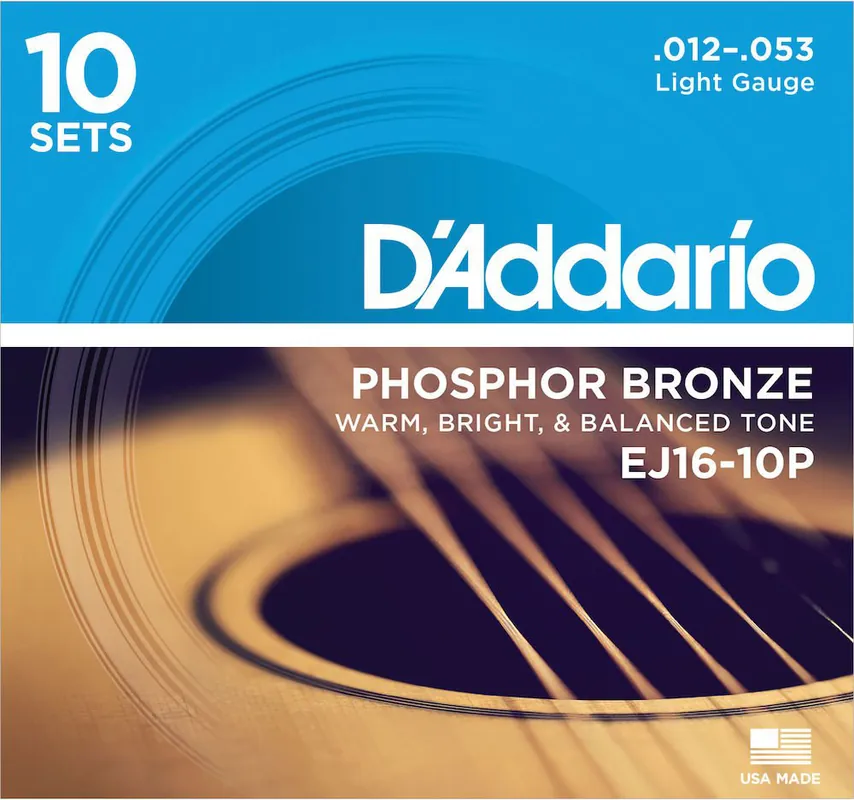 D'addario And Co EJ16-10P TEN PACK 12-53 LIGHT PHOSPHORE BRONZE Heißes Angebot