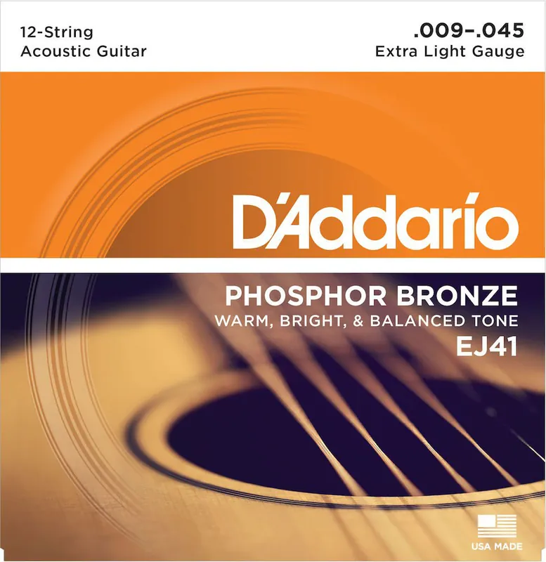 D'addario And Co EJ41 12-STRING PHOSPHOR BRONZE ACOUSTIC GUITAR STRINGS EXTRA LIGHT 9-45 Online Kaufen