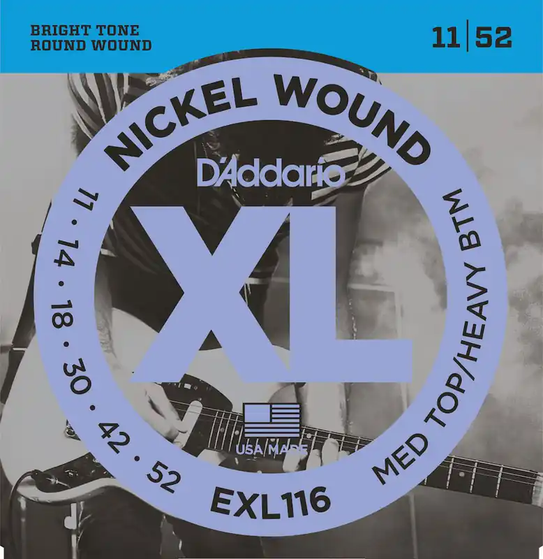 D'addario And Co EXL116 NICKEL WOUND ELECTRIC GUITAR STRINGS MEDIUM TOP/HEAVY BOTTOM 11-52 Top-Seller
