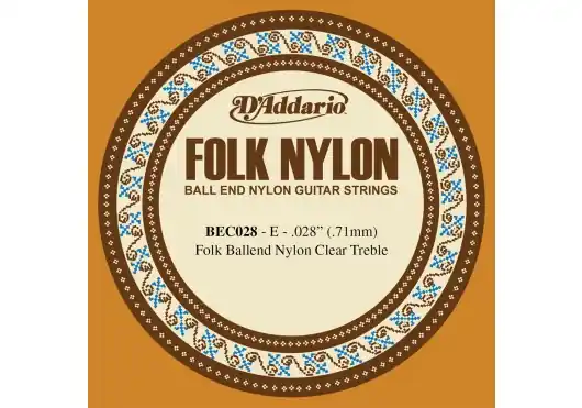 D'addario And Co BEC028 FOLK NYLON GUITAR SINGLE STRING CLEAR NYLON BALL END .028 Abverkauf