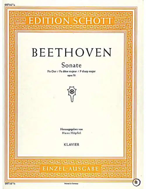 Schott BEETHOVEN L.V. - SONATE OP.78 - PIANO Mega-Angebot