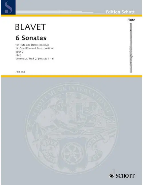 Schott BLAVET MICHEL - SECHS SONATAS OP. 2/4-6 BAND 2 - FLUTE AND BASSO CONTINUO Kostenloser Rückversand