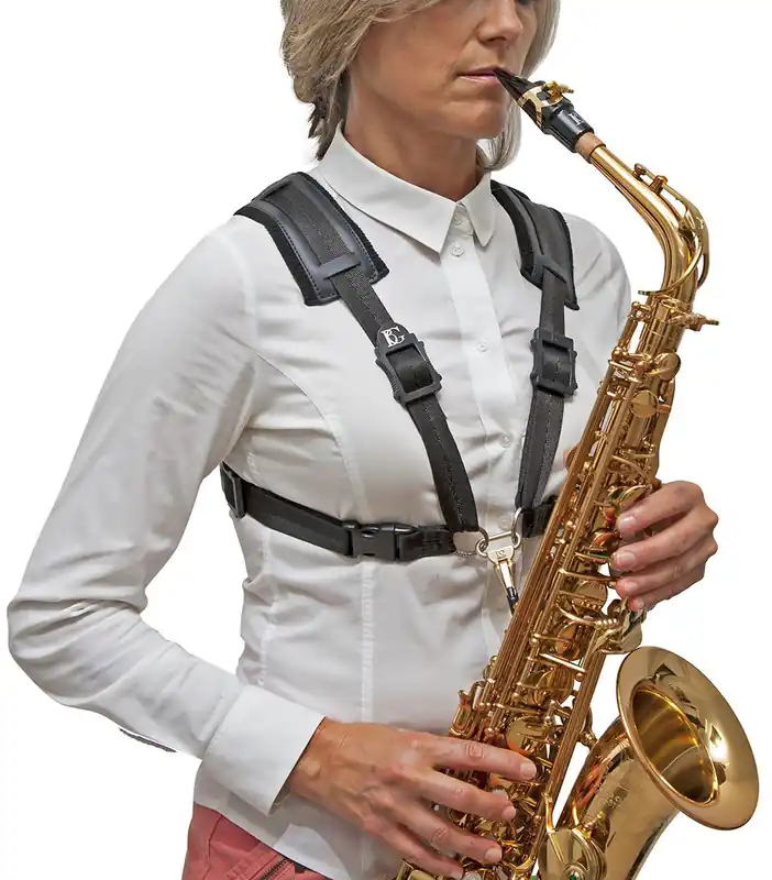 BG France S41CMSH - SAXOPHON HARNESS ALTO / TENOR / BARITONE CONFORT LADIES (METAL SNAP HOOK) Letzte Chance