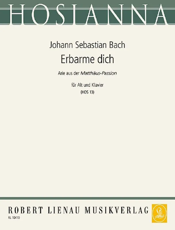 Zimmermann BACH J.S. - ERBARME DICH ( MATTHAUS-PASSION) - ALT UND KLAVIER Abverkauf