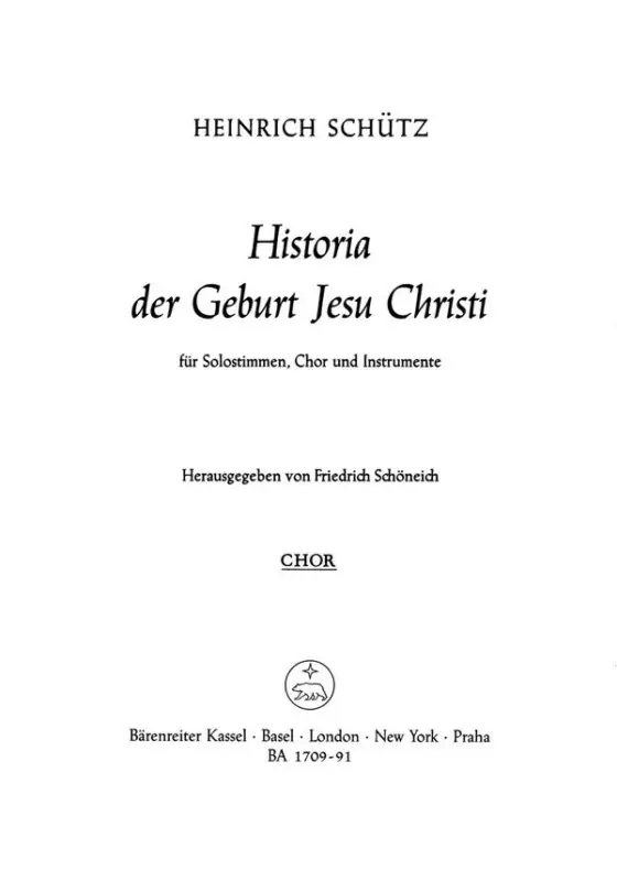 Historia der Geburt Jesu Christi SWV435 Neue Ware