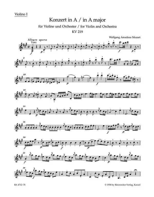 Konzert A-Dur KV219 Sonderangebot
