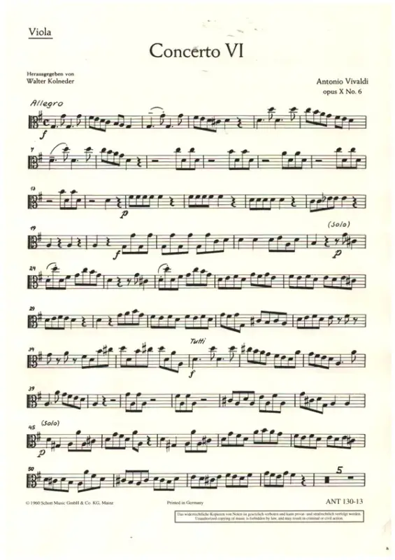 Kostenloser Rückversand Concerto Nr. 6 op. 10/6 RV 437/PV 105