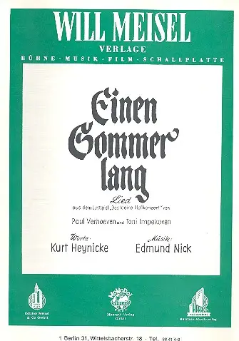 Einen Sommer lang: Lied aus Neue Ware