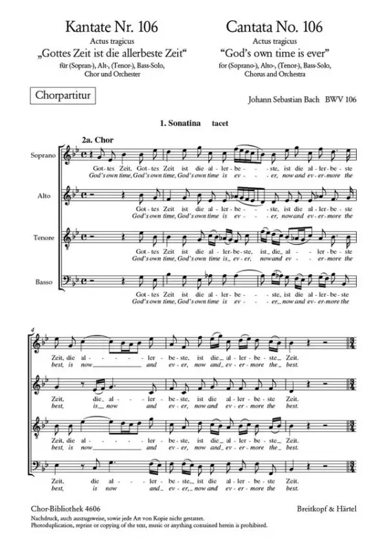 Gottes Zeit ist die allerbeste Zeit - Kantate Nr.106 BWV106 Bestpreis