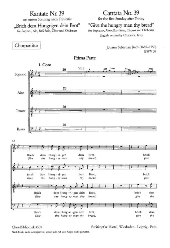 Wochenendangebot Brich dem Hungrigen dein Brot - Kantate Nr.39 BWV39
