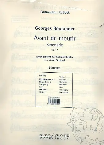 Expressversand Avant de mourir op.17: Serenade