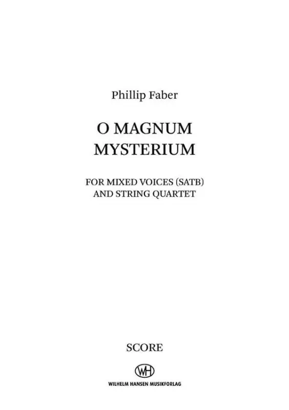 Schnäppchen Phillip Faber, O Magnum Mysterium
