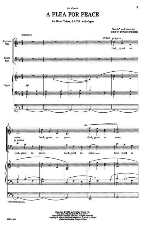 Top-Seller Edwin Penhorwood, A Plea For Peace