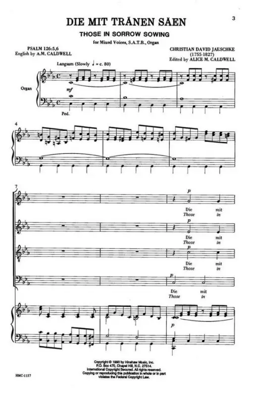Christian David Jaeschke, Those In Sorrow Sowing Neu