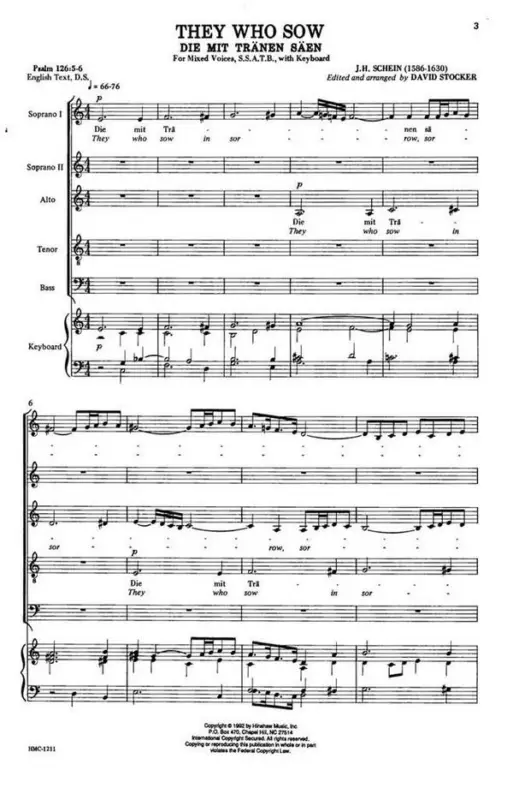 Billig Johann Hermann Schein, They Who Sow