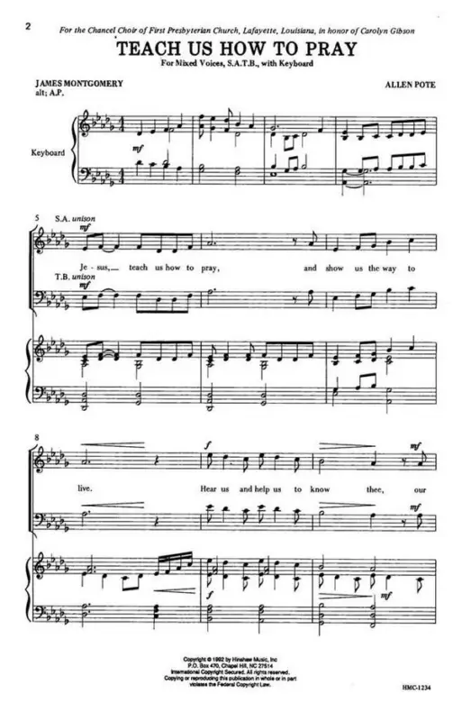 Allen Pote, Teach Us How To Pray Super-Preis