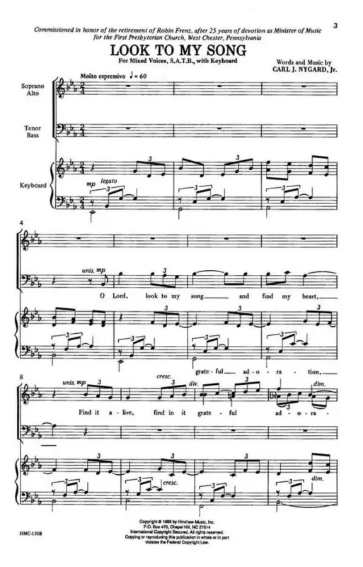 Carl Nygard, Look To My Song Solange Der Vorrat Reicht