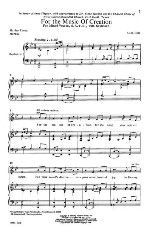 Allen Pote, For The Music Of Creation Schneller Versand