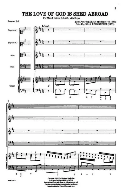 Aktuell Johann Fr. Peter, The Love Of God Is Shed Abroad