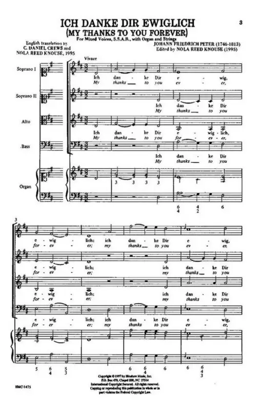 Versand Am Gleichen Tag Johann Fr. Peter, My Thanks To You Forever (Ich Danke Dir Ewiglich)