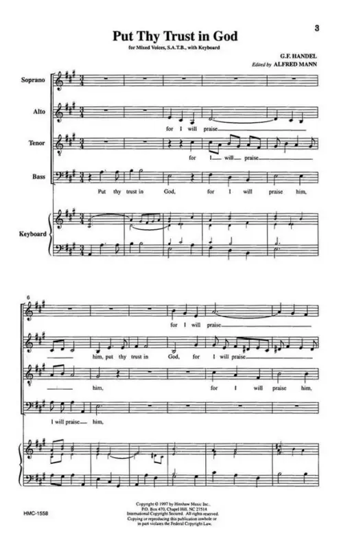 Versand Am Gleichen Tag Georg Friedrich Händel, Put Thy Trust In God