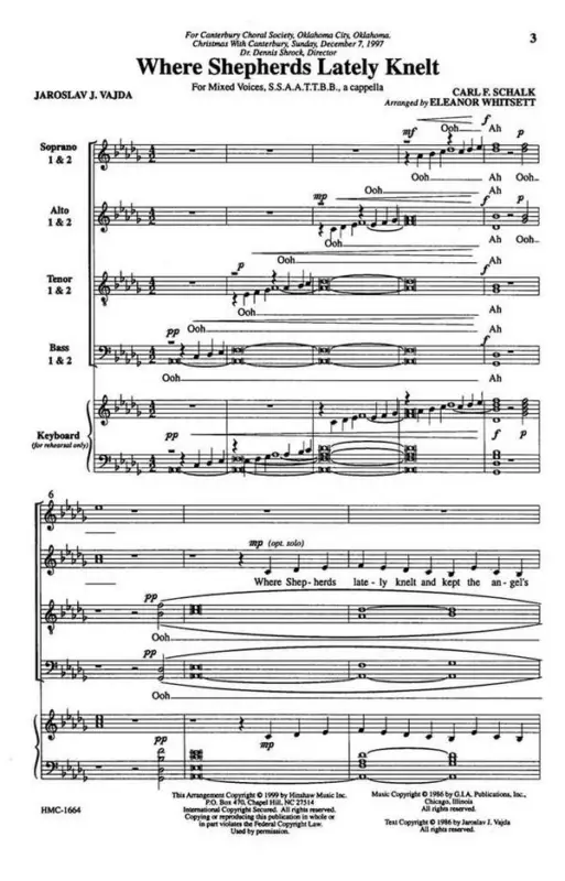 Versand Am Gleichen Tag Carl Schalk, Where Shepherds Lately Knelt