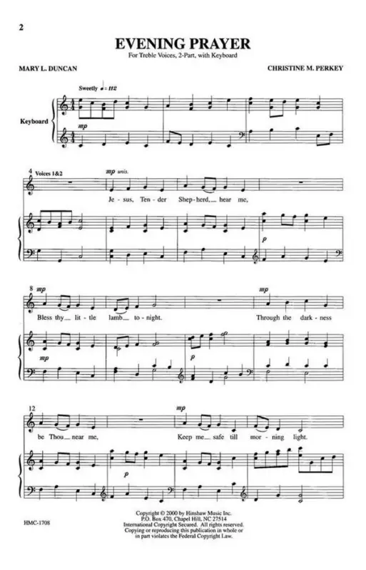 Christine Perkey, Evening Prayer Angebot