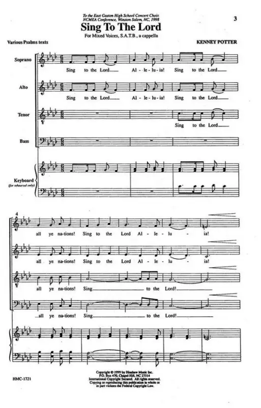 Abverkauf Kenney Potter, Sing To The Lord