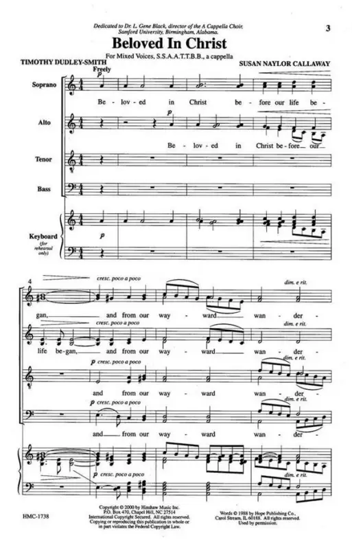 Susan Naylor Callaway, Beloved In Christ Sonderaktion