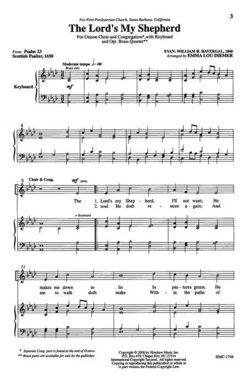 Begrenztes Angebot William Henry Havergal, The Lord's My Shepherd