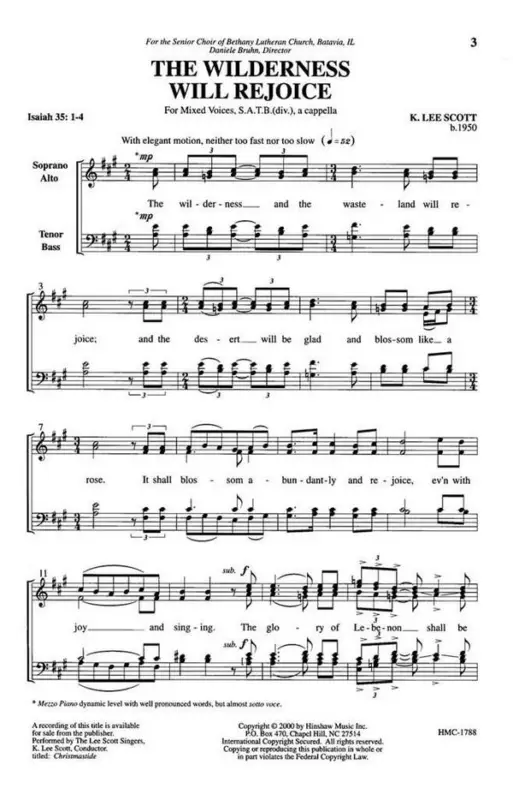 Solange Der Vorrat Reicht K. Lee Scott, The Wilderness Will Rejoice