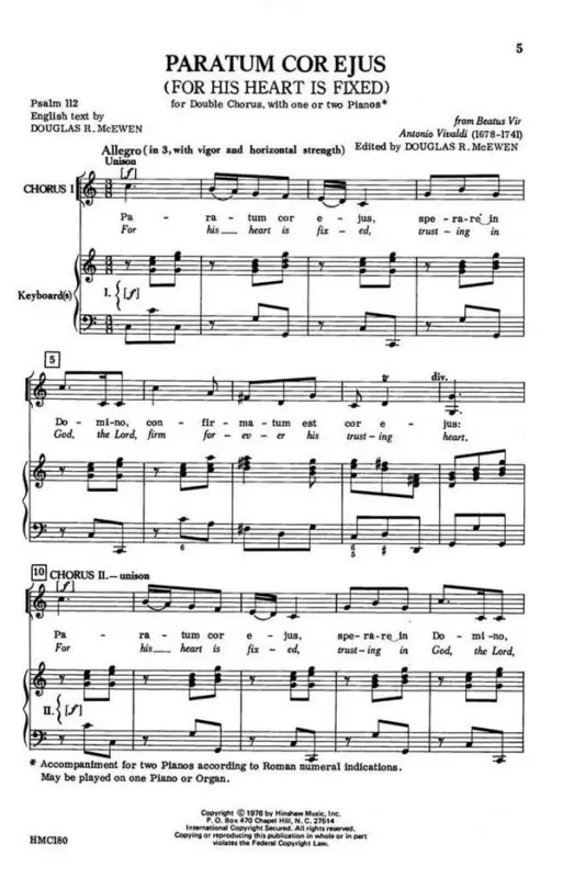 Beliebt Antonio Vivaldi, Paratum Cor Ejus