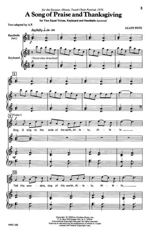 Allen Pote, A Song Of Praise And Thanksgiving Kostenloser Rückversand