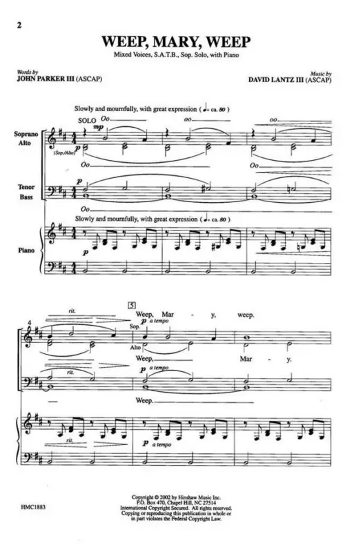 Angebot David III Lantz, Weep, Mary, Weep